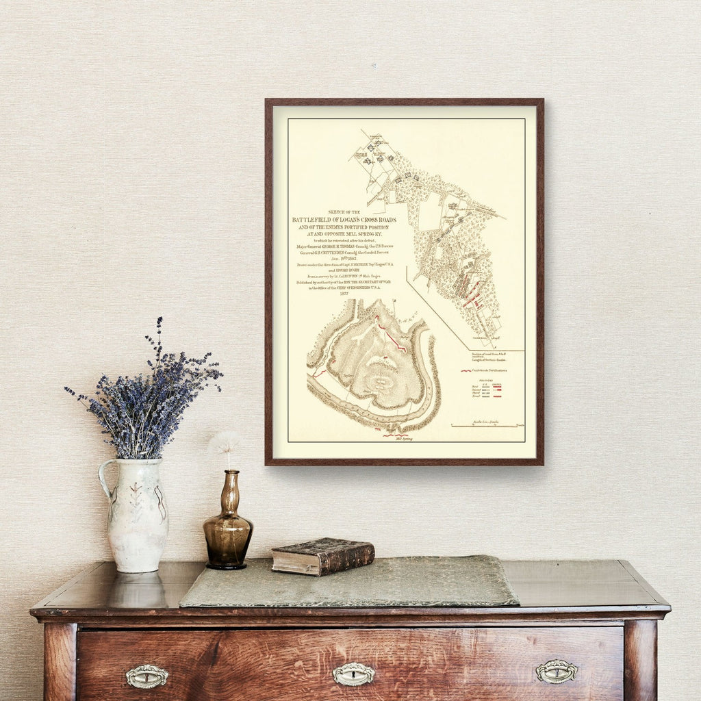 Vintage Logan's Cross Roads Battlefield Map 1877