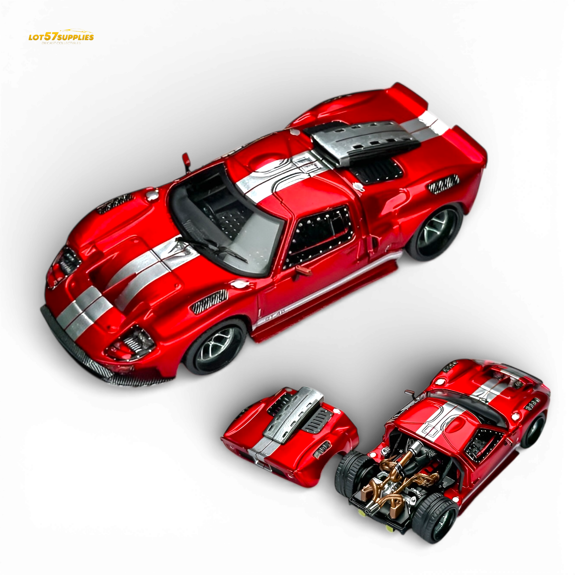 Rhino Model Ford GT40 Transparent Red 1:64